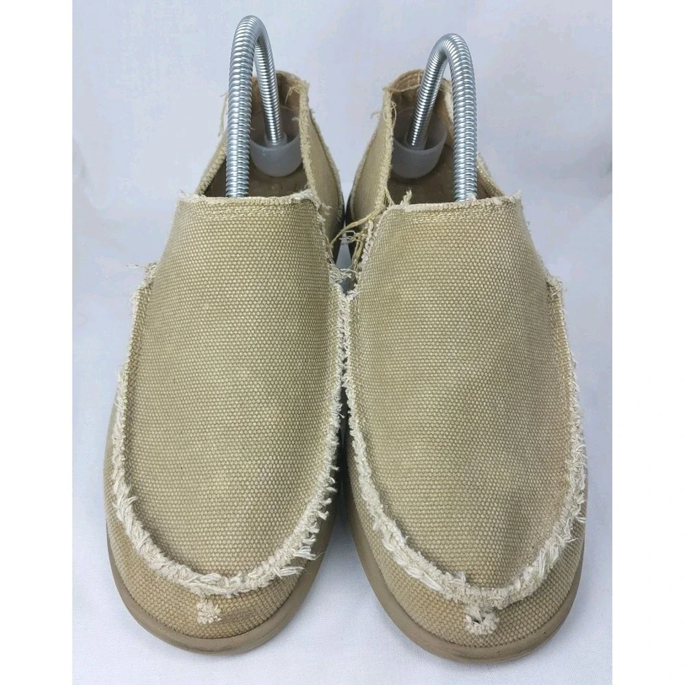 Crocs Mens Santa Cruz Loafers Size 8M‎ Slip-On Shoes Khaki/Khaki Distressed